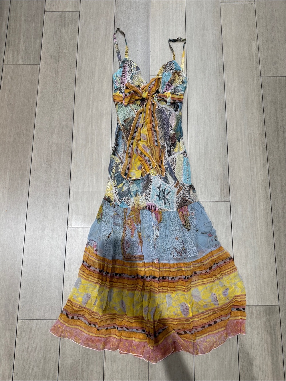 Diane Von Furstenberg Bohemian Maxi Dress in Yellow & Light Blue
